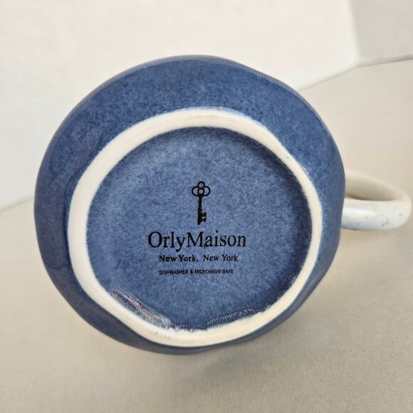 Orly Maison Dimpled Speckled Blue & White Ombre Ceramic Coffee Cup Mug - Picture 8 of 12